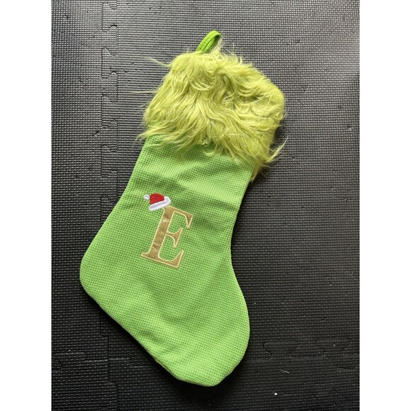 Green Christmas Stockings with Initials, 18” Knit Monogram Christmas E - Picture 1 of 6